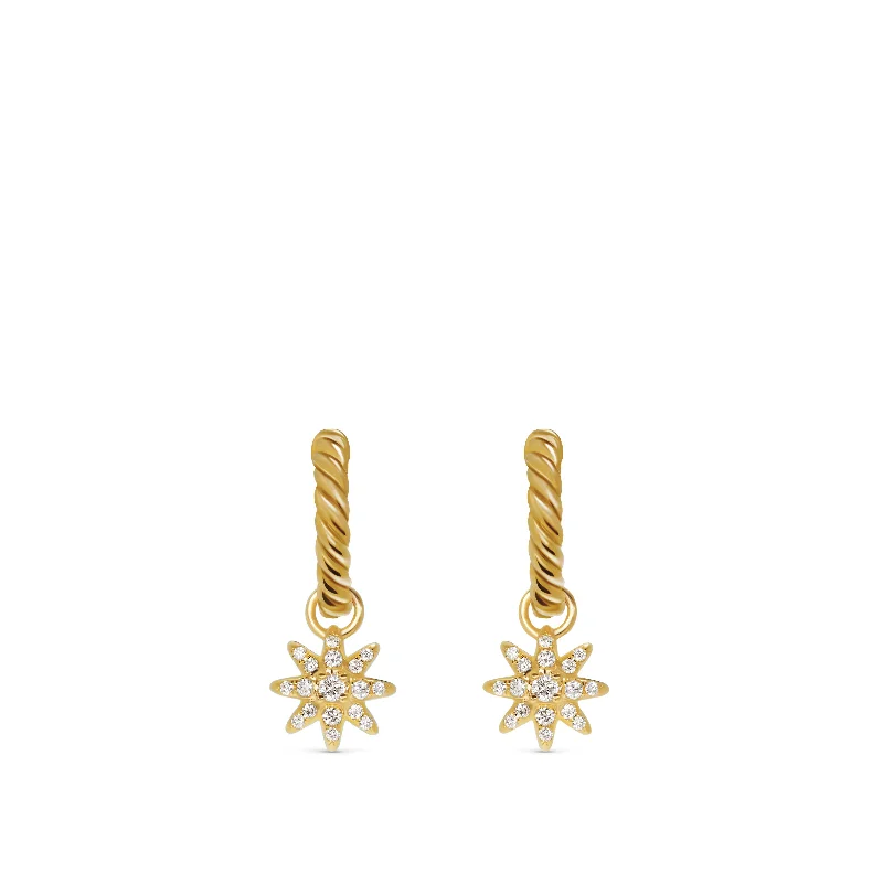 Sparkle More For Less – Jewelry Sale Happening Now Petite Starburst Drop Earrings in 18K Yellow Gold with Diamonds\, 18.1mm