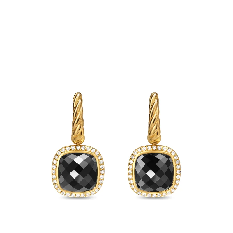 Fashion-Forward Jewelry At Exclusive Discounts Albion® Drop Earrings in 18K Yellow Gold with Black Onyx and Diamonds\, 10mm