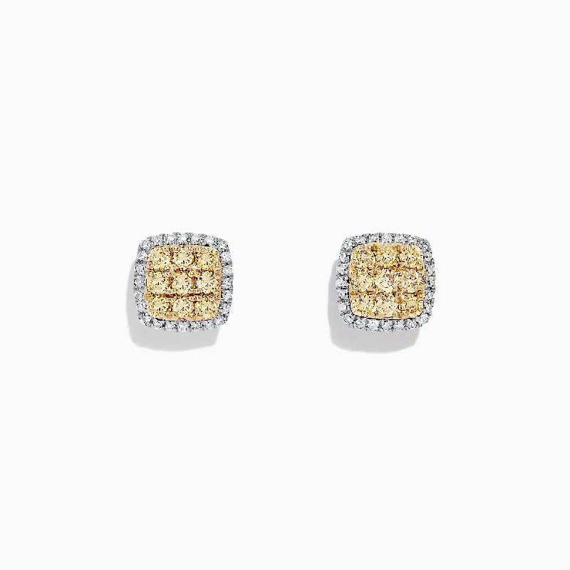 Celebrate Every Occasion With Sparkling Savings 14K 2-Tone Gold Yellow and White Diamond Earrings, 0.50 TCW Celebrate Every Occasion With Sparkling Savings 14K 2-Tone Gold Yellow and White Diamond Earrings, 0.50 TCW