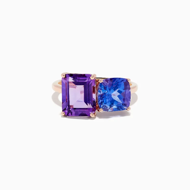 Adjustable Charm Bracelets For A Perfect Fit 14k Rose Gold Amethyst and Tanzanite Toi Et Moi Ring Adjustable Charm Bracelets For A Perfect Fit 14k Rose Gold Amethyst and Tanzanite Toi Et Moi Ring