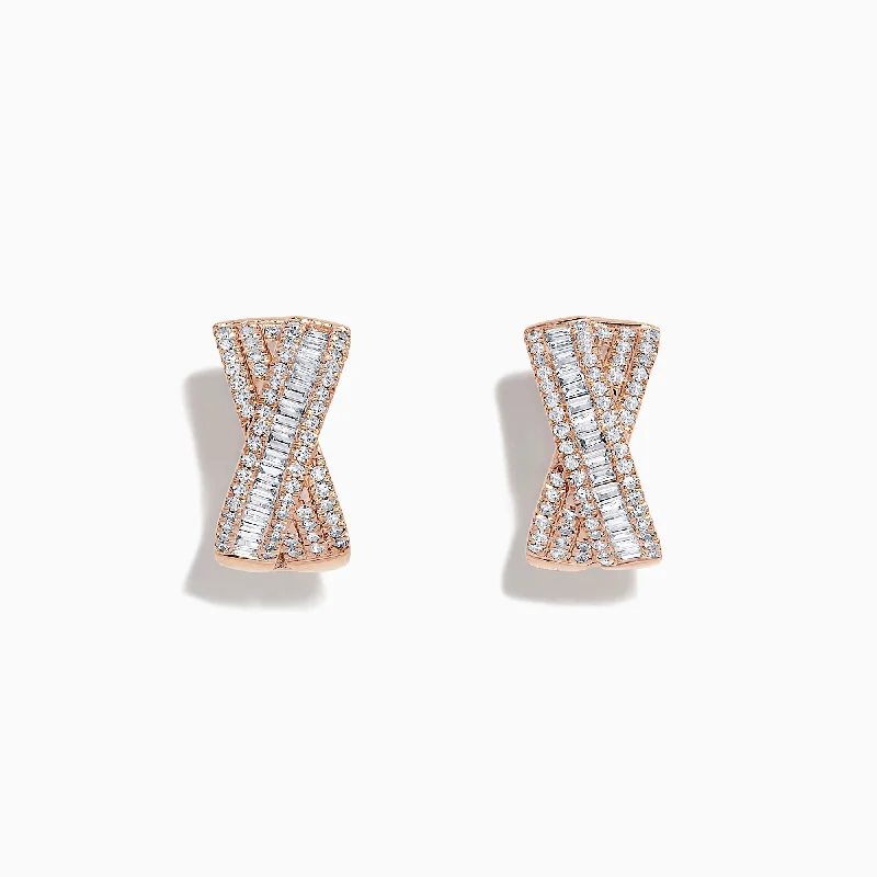 Seasonal Jewelry Sale – Upgrade Your Style Today 14K Rose Gold Diamond Cross Over Earrings, 0.60 TCW Seasonal Jewelry Sale – Upgrade Your Style Today 14K Rose Gold Diamond Cross Over Earrings, 0.60 TCW