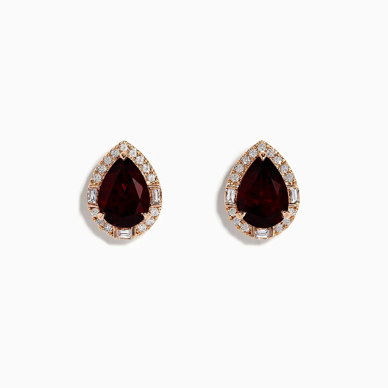 Handcrafted Jewelry Sale – Unique Designs At Low Prices 14K Rose Gold Garnet and Diamond Earrings Handcrafted Jewelry Sale – Unique Designs At Low Prices 14K Rose Gold Garnet and Diamond Earrings