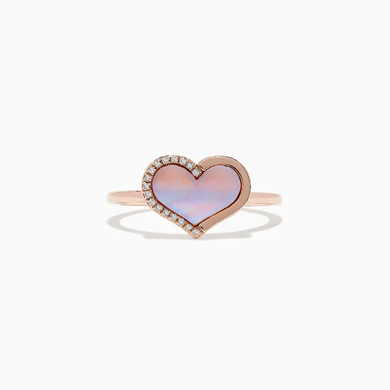 Elegant Designs, Unbeatable Discounts – Shop Jewelry Now 14K Rose Gold Mother of Pearl and Diamond Heart Ring, 0.04 TCW Elegant Designs, Unbeatable Discounts – Shop Jewelry Now 14K Rose Gold Mother of Pearl and Diamond Heart Ring, 0.04 TCW