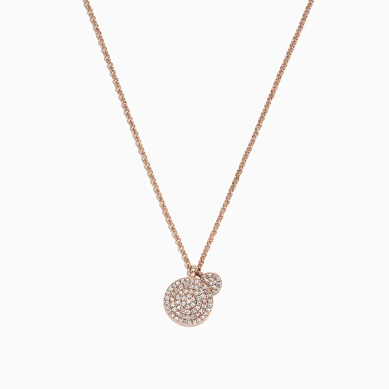 Shop Jewelry That Shines Without The High Price 14K Rose Gold Pave Diamond Disk Pendant, 0.25 TCW Shop Jewelry That Shines Without The High Price 14K Rose Gold Pave Diamond Disk Pendant, 0.25 TCW