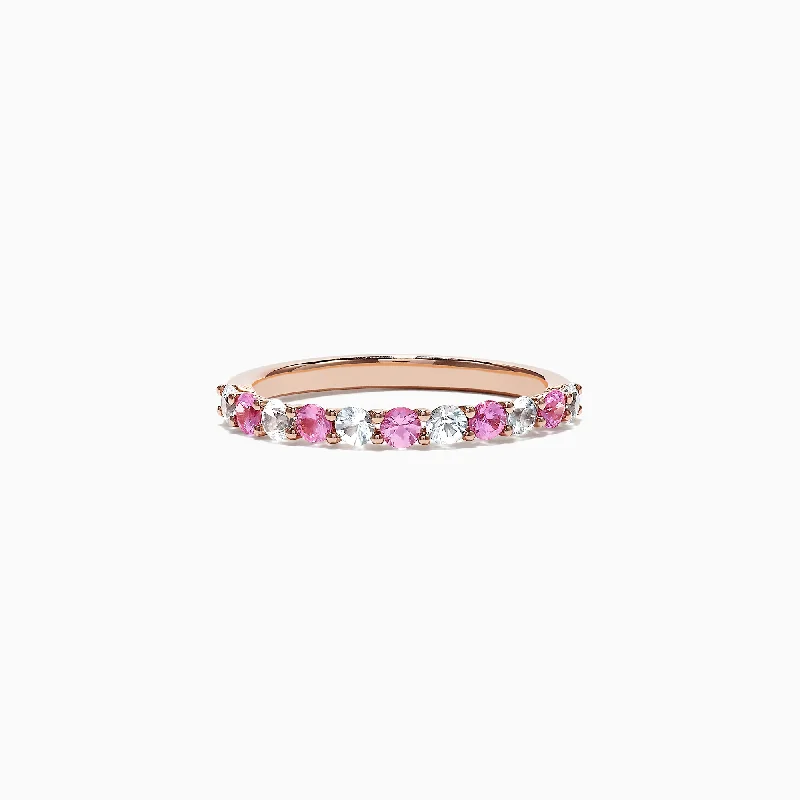 Get Ready To Sparkle – Special Jewelry Discounts 14K Rose Gold Pink and White Sapphire Band Ring, 0.94 TCW