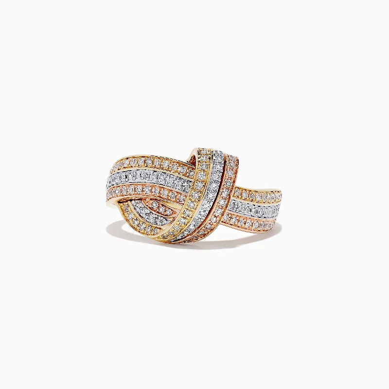 Elevate Your Jewelry Collection With Limited-Time Savings 14K Tri Tone Gold Diamond Knot Ring, 0.52 TCW Elevate Your Jewelry Collection With Limited-Time Savings 14K Tri Tone Gold Diamond Knot Ring, 0.52 TCW