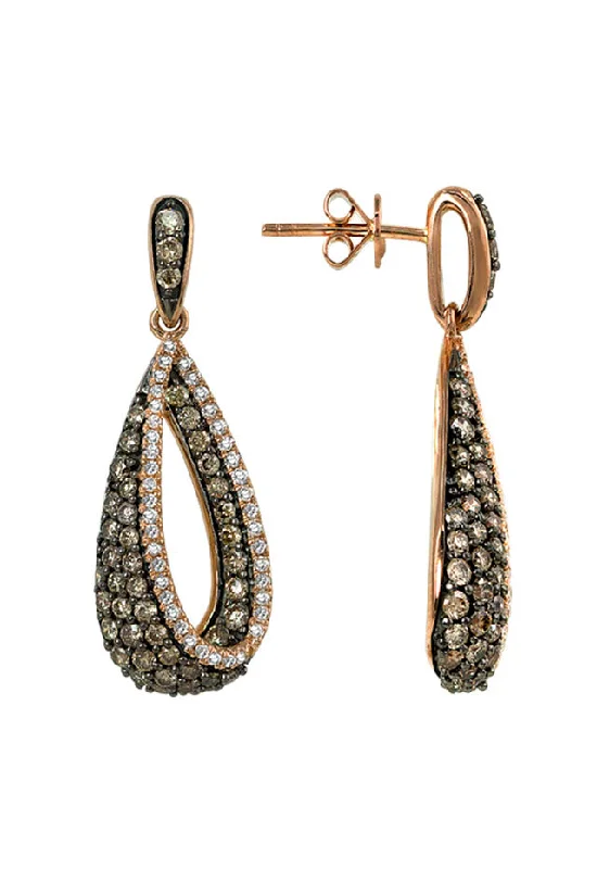Exclusive Jewelry Sale – Sparkle For Less 14K Rose Gold Espresso & White Diamond Earrings, 1.3 TCW Exclusive Jewelry Sale – Sparkle For Less 14K Rose Gold Espresso & White Diamond Earrings, 1.3 TCW