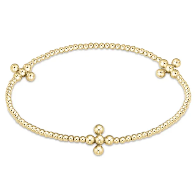 Fine Jewelry, Limited-Time Offers Available enewton 6.25" Signature Cross Gold Pattern 2mm Bead Bracelet-Classic Beaded Signature Cross Gold-3mm Bead Gold