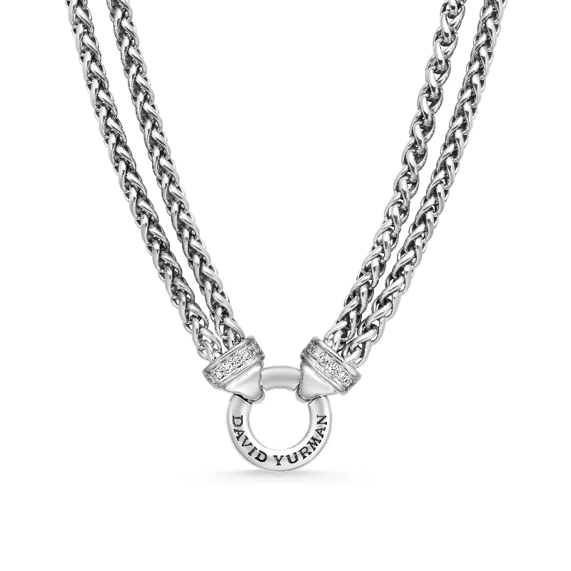 Stunning Jewelry Pieces At The Lowest Prices Ever Double Wheat Chain Necklace in Sterling Silver with Diamonds\, 4mm