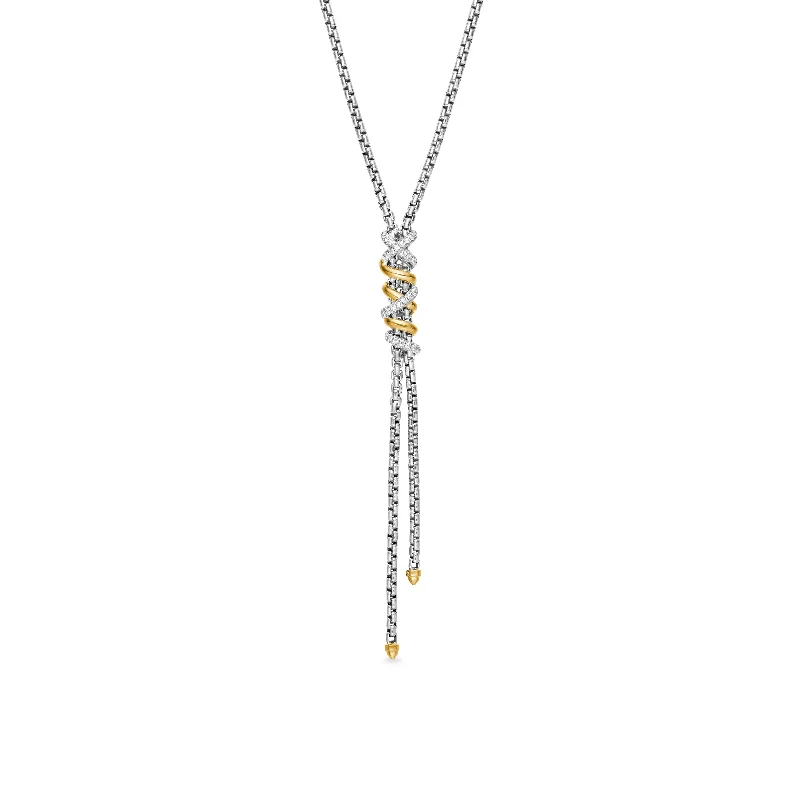 Exclusive Online Discounts On Stylish Jewelry Helena Y Necklace in Sterling Silver with 18K Yellow Gold with Diamonds