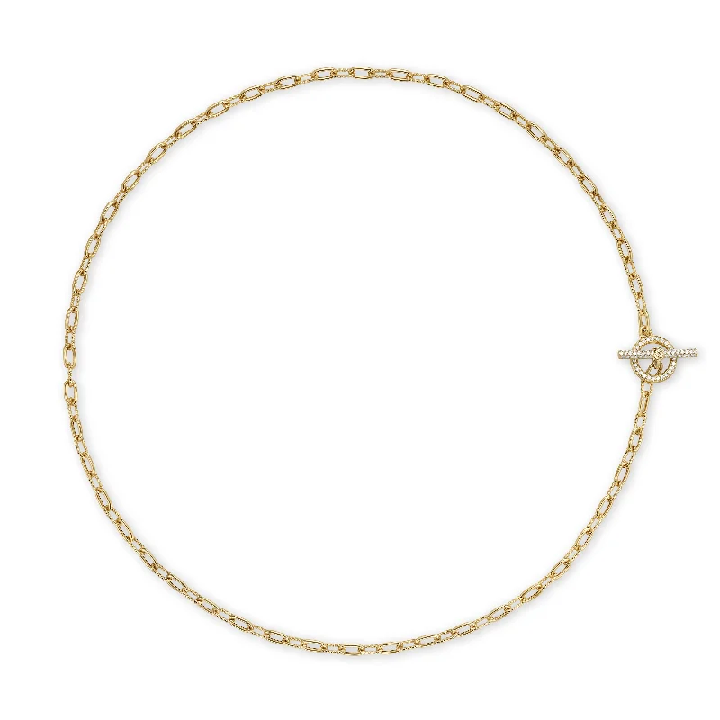 Must-Have Jewelry At Irresistible Discounts DY Madison® Pavé Diamond Toggle Chain Necklace in 18K Yellow Gold