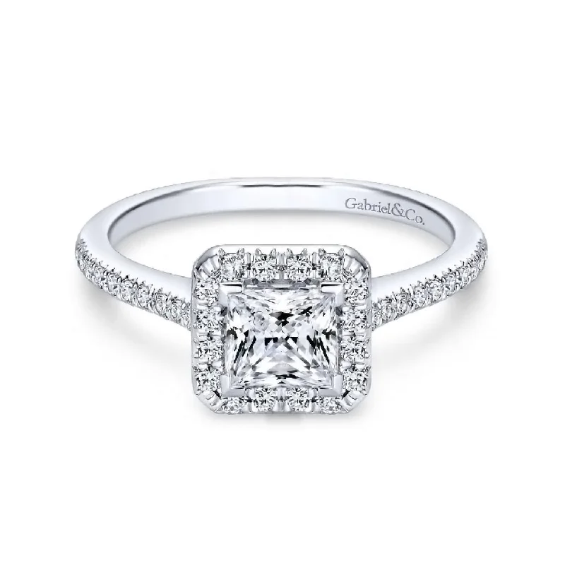 Discounted Jewelry For A Glamorous Look Patience - 14K White Gold Princess Halo Diamond Engagement Ring