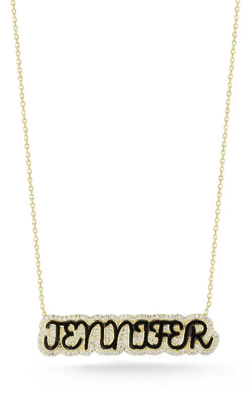 Luxury Jewelry Now At Special Promotional Rates Pave Outline Enamel Name Necklace