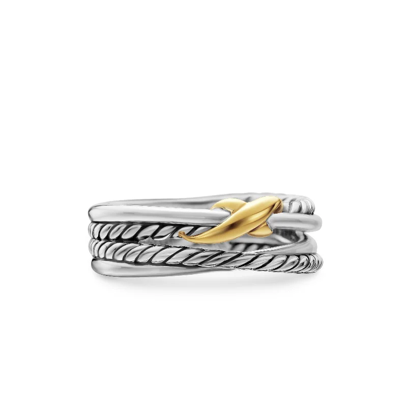 Exclusive Gemstone Jewelry Markdowns – Shop Now X Crossover Band Ring in Sterling Silver with 18K Yellow Gold\, 6mm