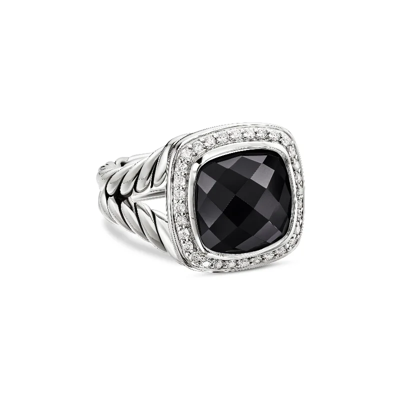 Jewelry Clearance Event – Stock Up Before It's Over Albion® Ring in Sterling Silver with Black Onyx and Diamonds\, 11mm