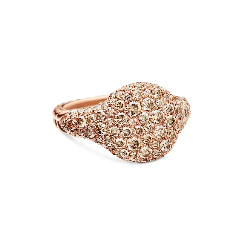 Limited-Time Offer On Premium Jewelry Collections Chevron Pinky Ring in 18K Rose Gold with Cognac Diamonds\, 10mm