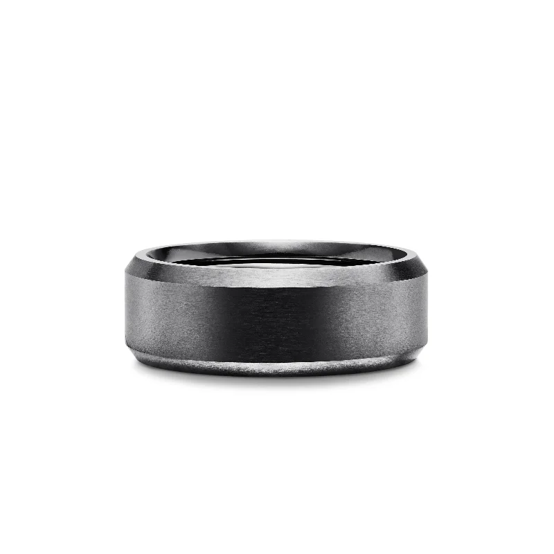 Final Call – Shop Exquisite Jewelry Before It's Gone Streamline® Beveled Band Ring in Black Titanium\, 8.5mm