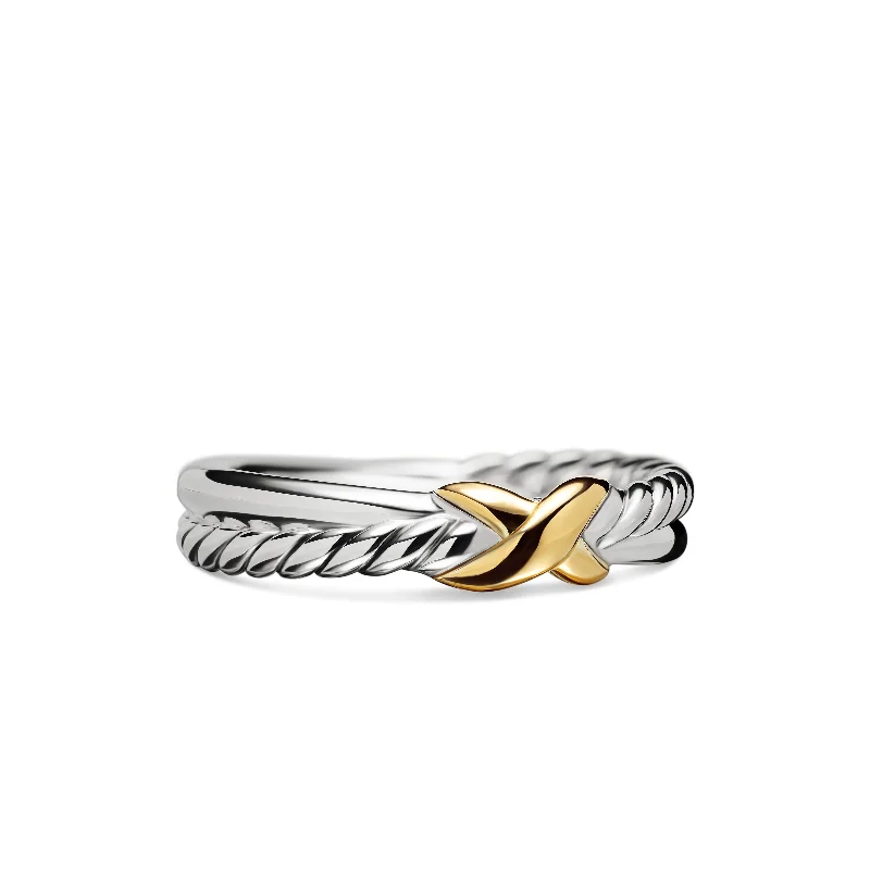 Premium Jewelry At Special Low Prices For A Limited Time Petite X Ring in Sterling Silver with 18K Yellow Gold\, 4mm