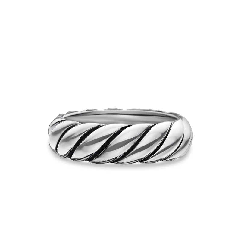 Affordable Luxury Jewelry For Every Occasion Sculpted Cable Band Ring in Sterling Silver\, 6mm