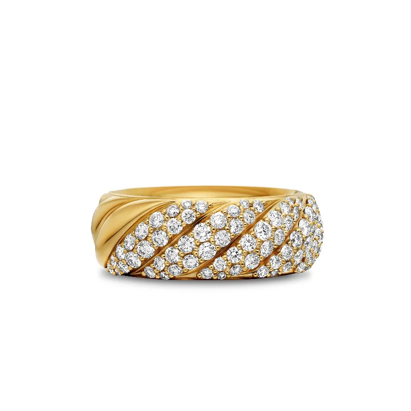 Trending Jewelry Styles Now At Limited-Time Discounts Sculpted Cable Band Ring in 18K Yellow Gold with Diamonds\, 7.5mm