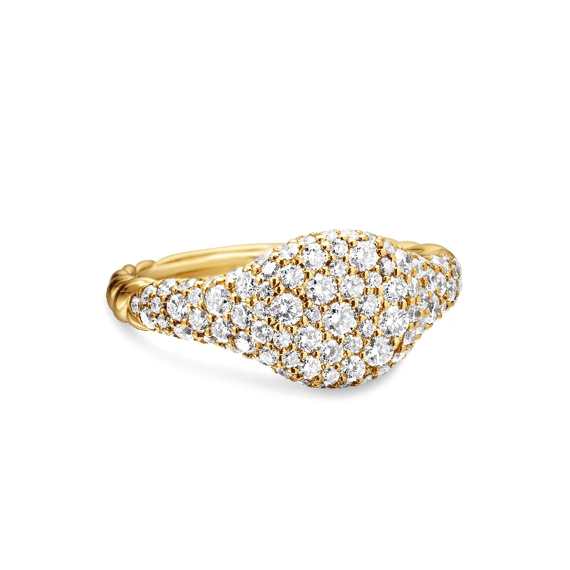 Exclusive Gemstone Jewelry At Special Prices Petite Pavé Pinky Ring in 18K Yellow Gold with Diamonds\, 7mm