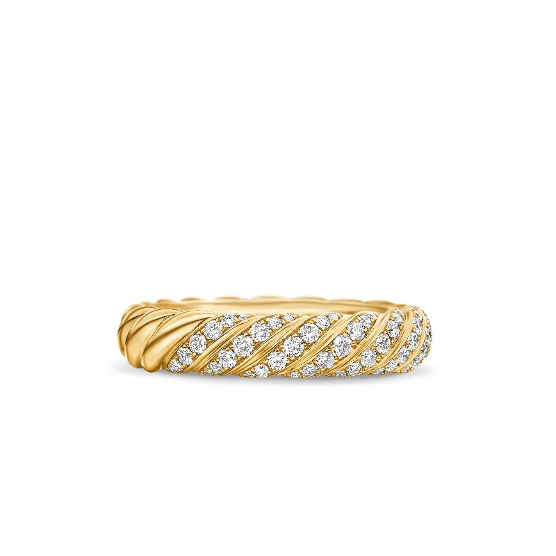 Stunning Jewelry At A Fraction Of The Price Sculpted Cable Band Ring in 18K Yellow Gold with Diamonds\, 4.6mm