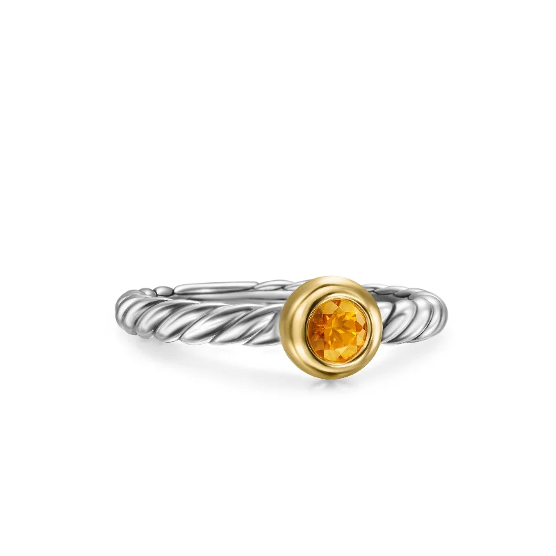 Flash Jewelry Sale – Get Stunning Pieces At Low Prices Petite Cable Ring in Sterling Silver with 14K Yellow Gold and Citrine\, 2.8mm