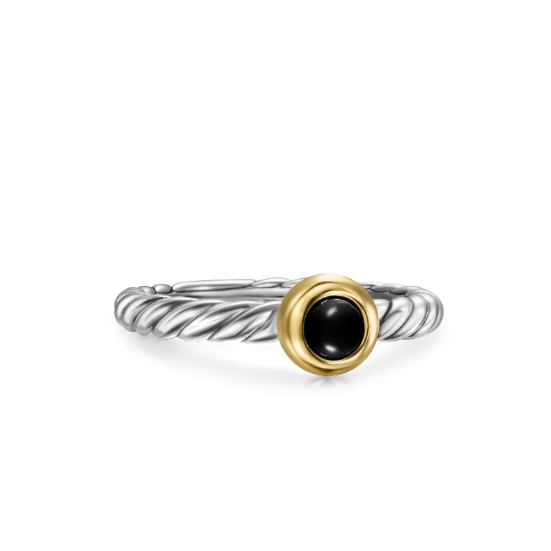 Breathtaking Jewelry At Limited-Time Savings Petite Modern Cable Ring in Sterling Silver with 14K Yellow Gold and Black Onyx\, 2.8mm