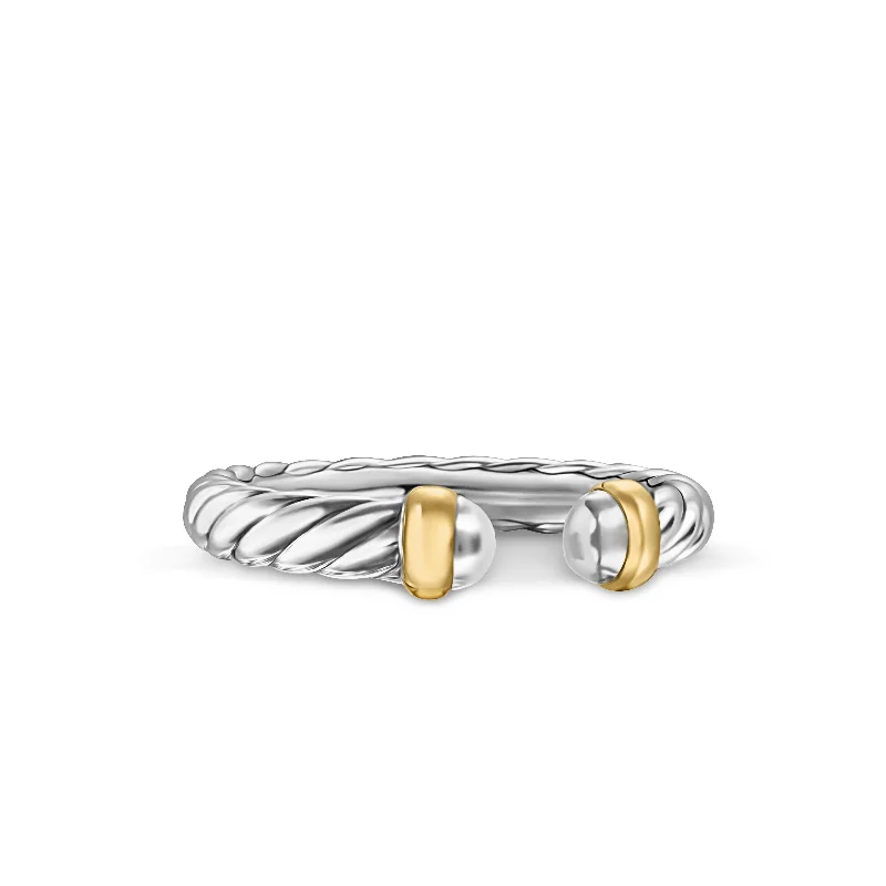 Jewelry Deals That Outshine The Rest Petite Cable Ring in Sterling Silver with 14K Yellow Gold\, 3.4mm