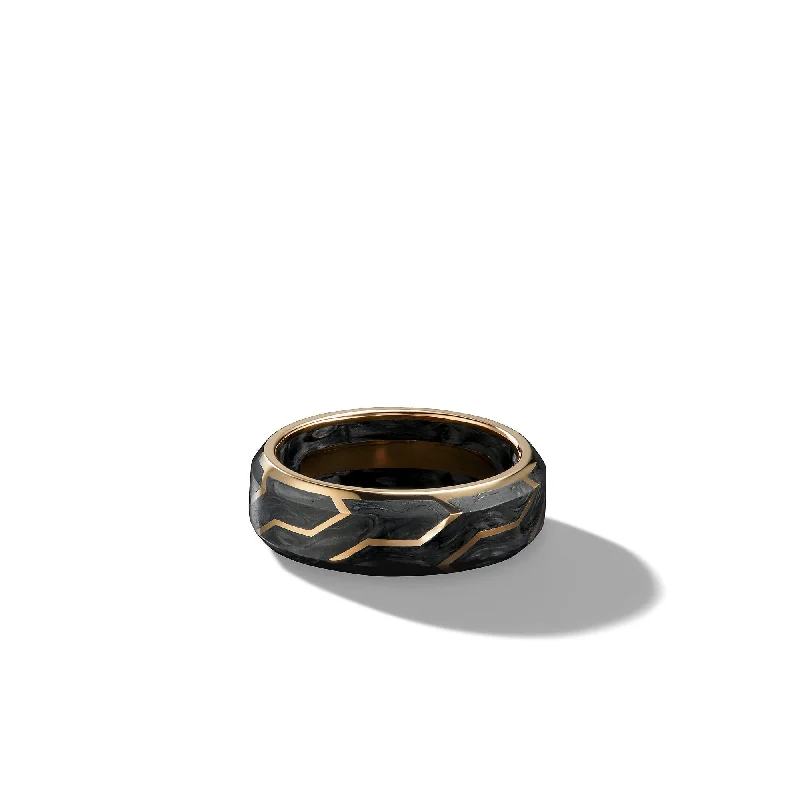 Shop Dazzling Rings, Earrings, And More At Special Discounts Forged Carbon Band Ring in 18K Yellow Gold\, 8.5mm