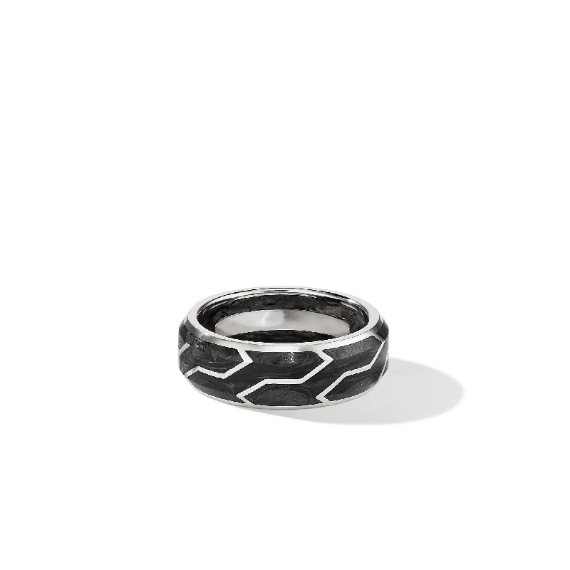 Don't Miss Out – Shop Elegant Jewelry For Less Forged Carbon Band Ring in 18K White Gold\, 8.5mm