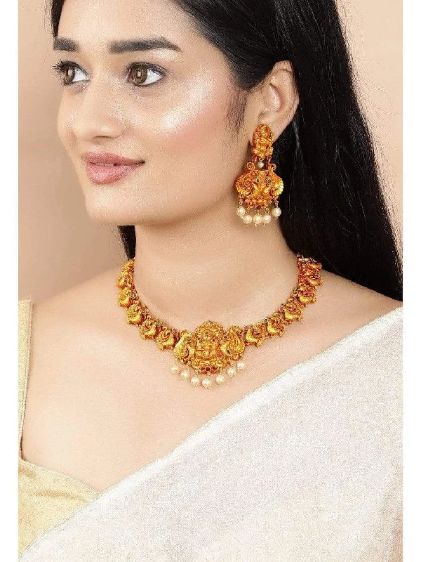 Trending Jewelry Now Available At Exclusive Prices Rubans 22K Gold Plated Handcrafted Traditional Temple Necklace Set Trending Jewelry Now Available At Exclusive Prices Rubans 22K Gold Plated Handcrafted Traditional Temple Necklace Set