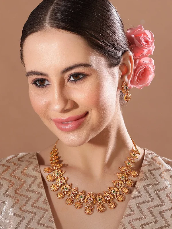 Flash Sale On Exquisite Jewelry – Don't Miss Out Rubans Gold Plated CZ Studded Floral Temple Jewellery Set Flash Sale On Exquisite Jewelry – Don't Miss Out Rubans Gold Plated CZ Studded Floral Temple Jewellery Set