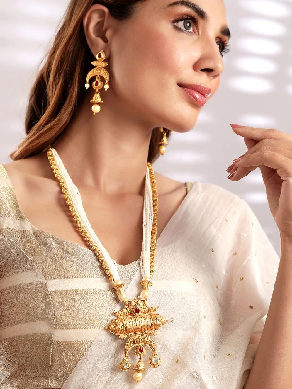 Exclusive Gemstone Jewelry At Special Prices Rubans Gold Plated HandCrafted Elegant Pearl Embellished Multi- Strand Necklace Set Exclusive Gemstone Jewelry At Special Prices Rubans Gold Plated HandCrafted Elegant Pearl Embellished Multi- Strand Necklace Set
