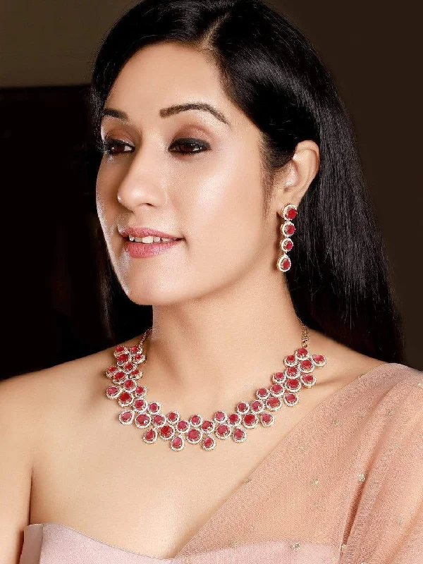 Jewelry Sale Alert – Shop Timeless Elegance Today Rubans Gold-Plated Handcrafted Red Stone Studded Statement Necklace Set Jewelry Sale Alert – Shop Timeless Elegance Today Rubans Gold-Plated Handcrafted Red Stone Studded Statement Necklace Set