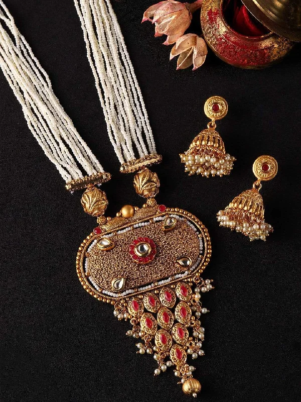 Jewelry Clearance Sale – Final Reductions Rubans Gold Plated Hand Crafted Pearl Embellished Statement Necklace Set Jewelry Clearance Sale – Final Reductions Rubans Gold Plated Hand Crafted Pearl Embellished Statement Necklace Set