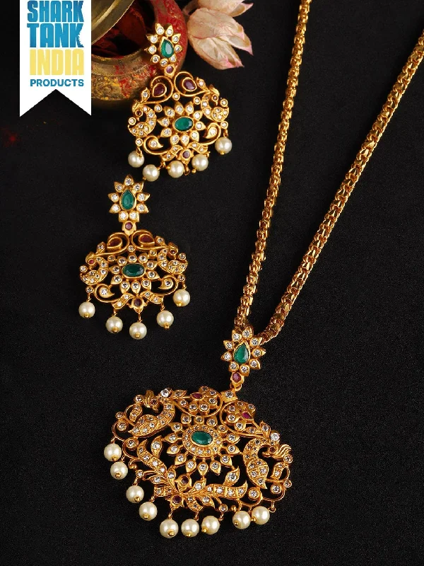 Grab Your Dream Jewelry At The Lowest Prices Rubans Gold Plated Temple Necklace Set