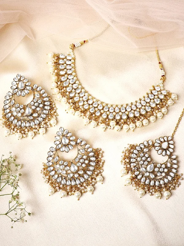 Special Deals On Handcrafted And Designer Jewelry Kamiya Jani in Rubans Gold Plated Handcrafted Traditional Kundan And Pearls Necklace Set With Maang Tikka Special Deals On Handcrafted And Designer Jewelry Kamiya Jani in Rubans Gold Plated Handcrafted Traditional Kundan And Pearls Necklace Set With Maang Tikka
