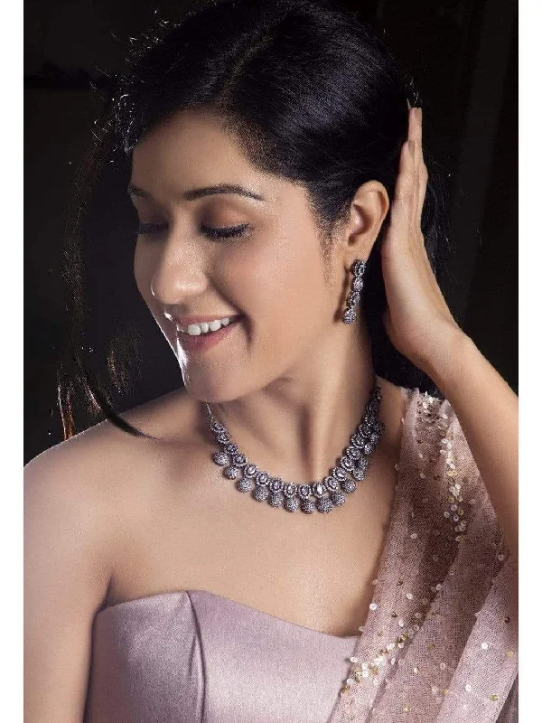 Jewelry Sale – Exclusive Styles At Lower Prices Rubans Silver Plated Hand Crafted Enchanting CZ Studded Necklace Set Jewelry Sale – Exclusive Styles At Lower Prices Rubans Silver Plated Hand Crafted Enchanting CZ Studded Necklace Set