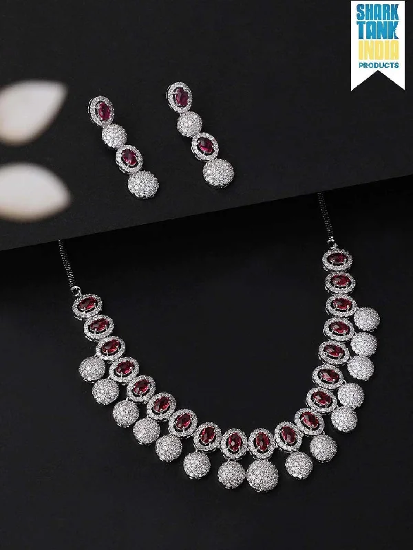 Buy More, Save More On Stunning Jewelry Designs Rubans Silver Plated Handcrafted CZ Stone Necklace Set Buy More, Save More On Stunning Jewelry Designs Rubans Silver Plated Handcrafted CZ Stone Necklace Set