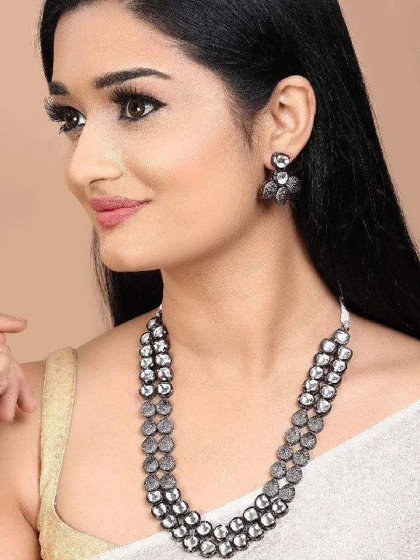 Flash Sale On Stunning Jewelry – Don't Miss Out Rubans Silver Plated Kundan Handcrafted Necklace Set Flash Sale On Stunning Jewelry – Don't Miss Out Rubans Silver Plated Kundan Handcrafted Necklace Set