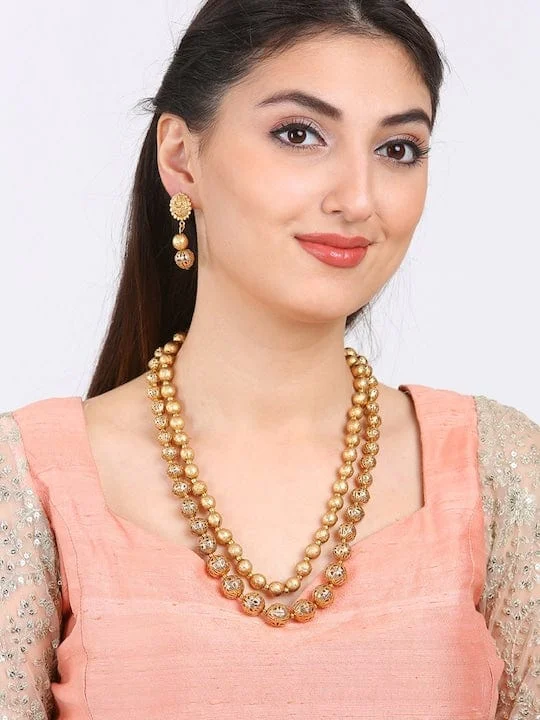 Timeless Elegance At Unbelievable Discounts Rubans Traditional Handmade Antique Gold Beads Strand Multilayer Long Necklace Set Timeless Elegance At Unbelievable Discounts Rubans Traditional Handmade Antique Gold Beads Strand Multilayer Long Necklace Set