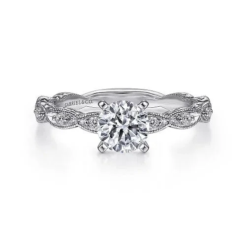 Limited-Time Jewelry Discounts – Shine Without The Splurge Sadie - Vintage Inspired 14K White Gold Round Diamond Engagement Ring (Setting Only)