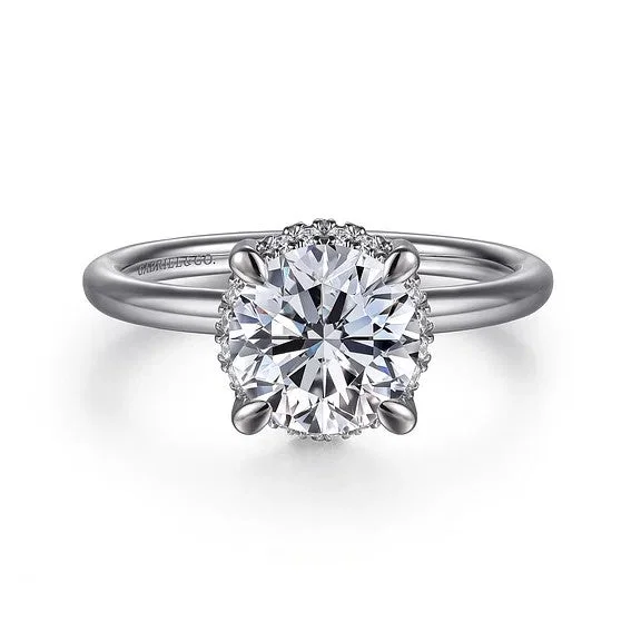 Elegant Jewelry Styles At Budget-Friendly Prices Seattle - 14K White Gold Round Hidden Halo Diamond Engagement Ring (Setting Only)