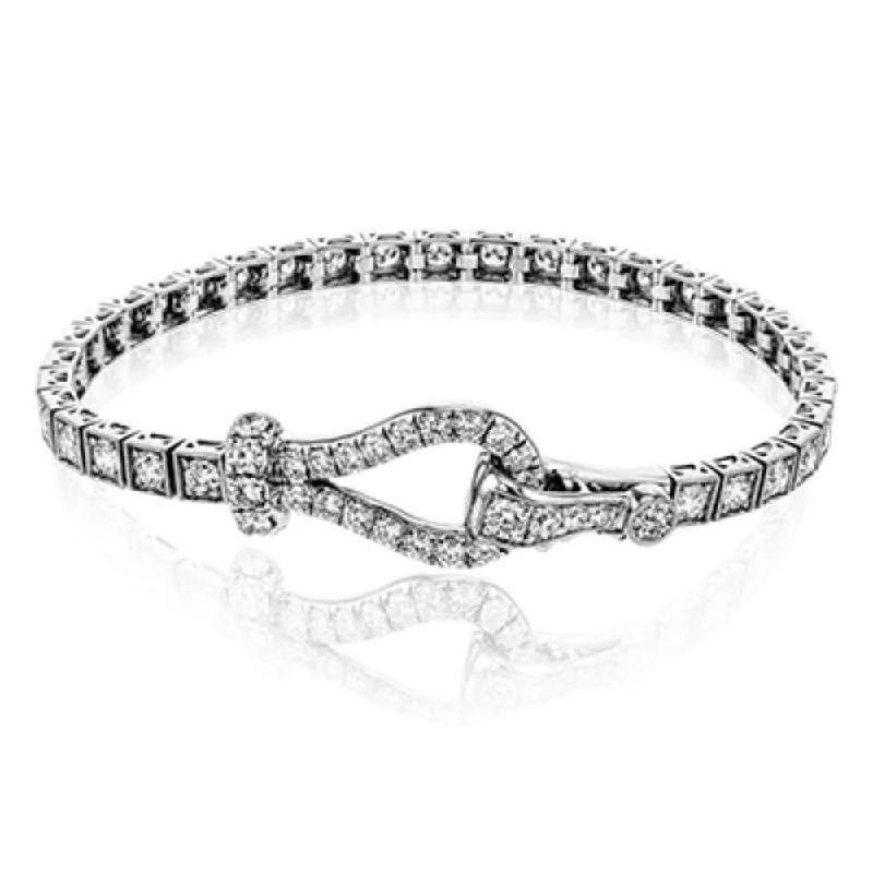 Flash Deals On Fine Jewelry – Shop Before It's Gone Simon G. 18k 7" White Gold and Diamond Buckle Bracelet