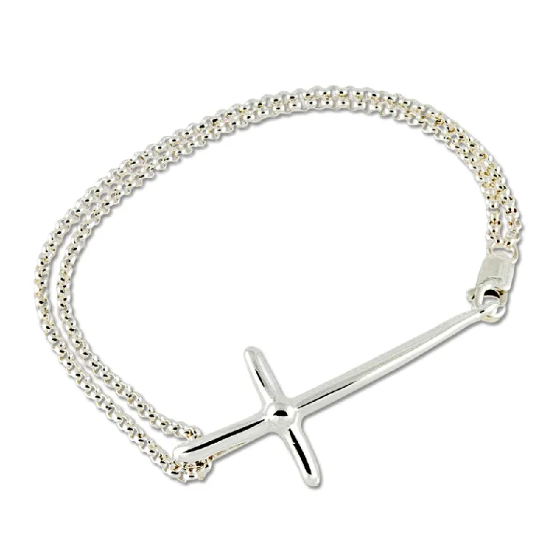 Best Jewelry Deals – Shop Premium Pieces At Great Prices Sterling Silver Sideways Cross Bracelet