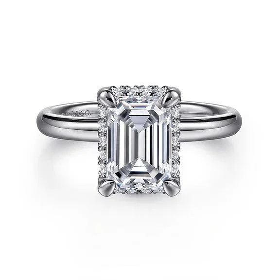 Best Jewelry Sale – Shop Exclusive Designs Now Symphony - 14K White Gold Emerald Cut Hidden Halo Diamond Engagement Ring (Setting Only)