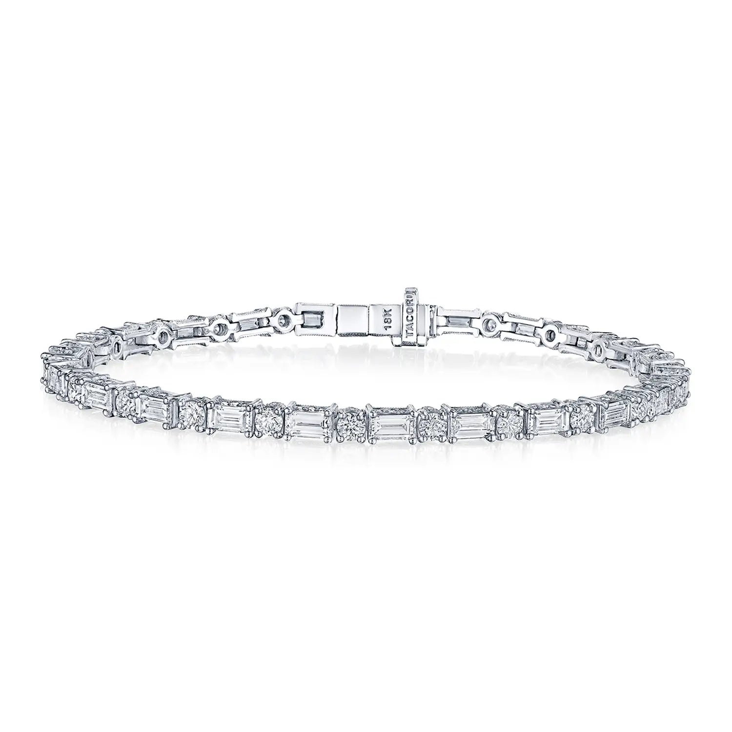 Make Your Outfit Shine With Discounted Jewelry Tacori 18k Round and Baguette Diamond Tennis Bracelet