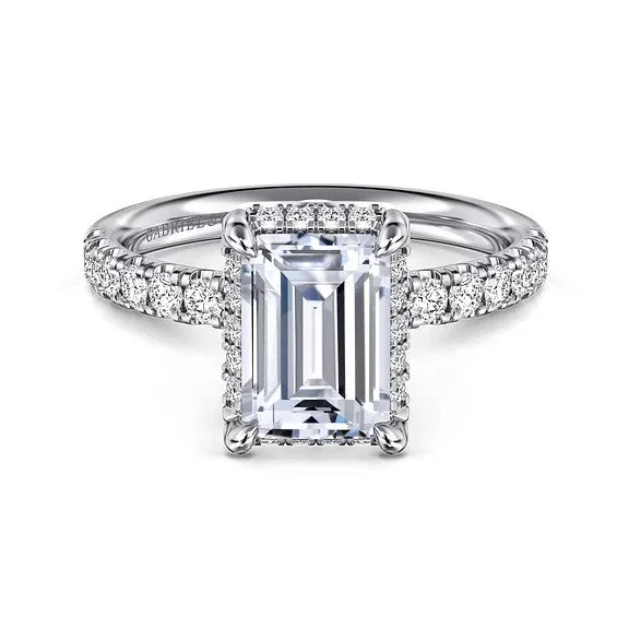 Grab Exquisite Jewelry At The Lowest Prices Talisa - 14K White Gold Emerald Cut Hidden Halo Diamond Engagement Ring (Setting Only)