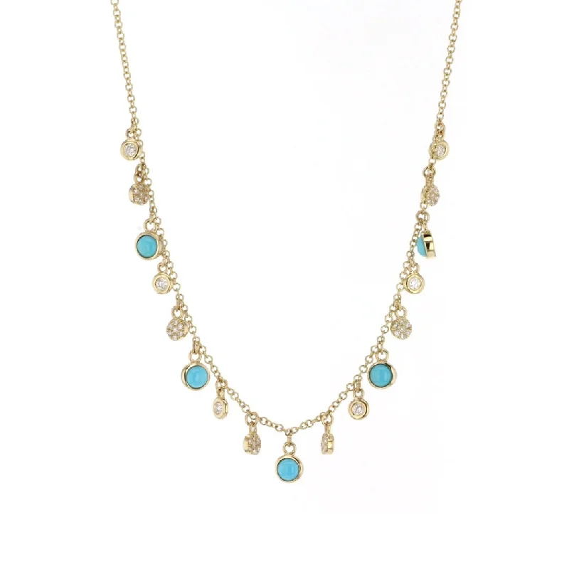 Fashion-Forward Geometric Jewelry For Contemporary Style 18" Turquoise & Diamond Necklace | 10266441